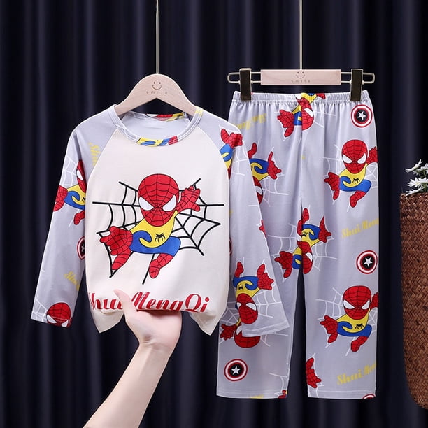 Disney Mickey Mouse Pajmas Set Anime Autumn Cotton Children Pyjamas for Boys and Girls Sets Kids Home Wear Casual Sleepwear SuitChina 12 (7T-8T) Gao Jinjia LED