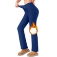 thumbnail image 7 of Women's Fleece Lined High Waist Flare Pants, Crossover Waist Thermal Trousers with Pockets, Warm Bootcut Bottoms Yoga Pants, S-2XL, 7 of 7