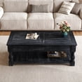 thumbnail image 5 of Lift Top Coffee Table with 3 Hidden Storage Trays, Wooden Convertible Coffee Table with Hidden Compartments for Living Room, Black, 5 of 12