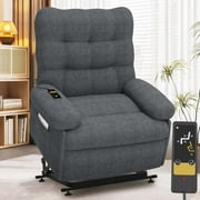 UHOMEPRO Power Lift Recliner Chair for Elderly and Adults, Modern Single Sofa Recliner with Infinite Position and Side Pockets, Electric Reclining Mechanism for Living Room Home Theater, Blue Gray