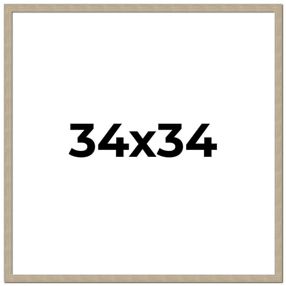 34x34 Frame Grey Solid Wood Picture Frame Width 1 Inches | Interior Frame Depth 0.5 Inches |