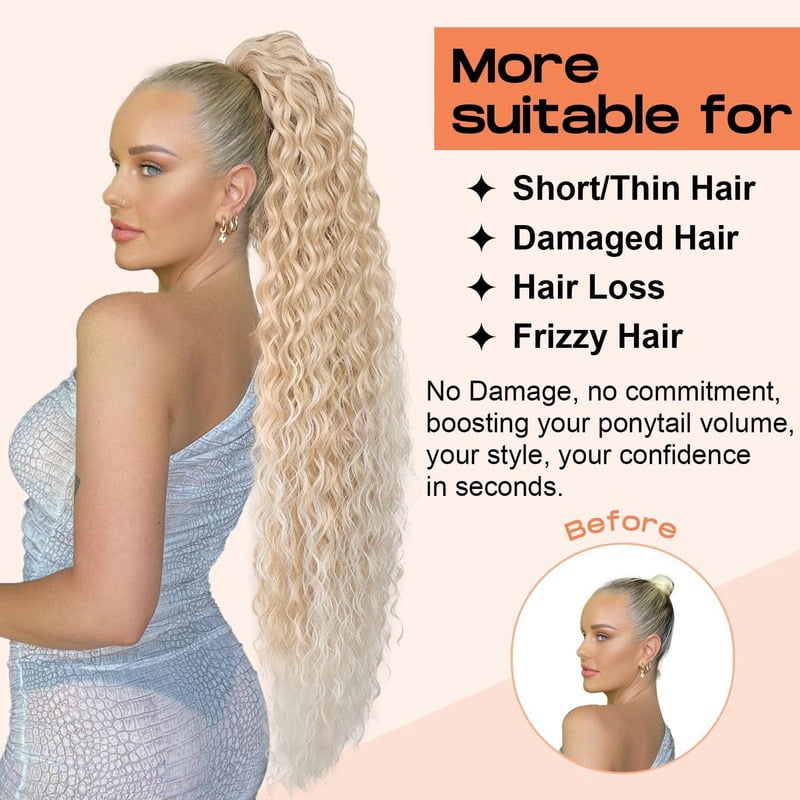 36inch Synthetic Corn Wavy Long Ponytail Hair Extension  wig Kinky Curly Thick Clip In Drawstring Ponytail On Hair accessory