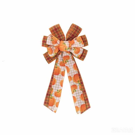2026 Halloween Indoor Decorations Thanksgiving Decorations Home Decor Faux Ribbon Ornaments Season Pumpkin Wreath Bow