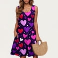 thumbnail image 2 of hotojiny Valentine's Day Dress for Women Fashion Sleeveless Cute Heart Print Dress Casual Loose Crewneck Summer Dress, 2 of 5