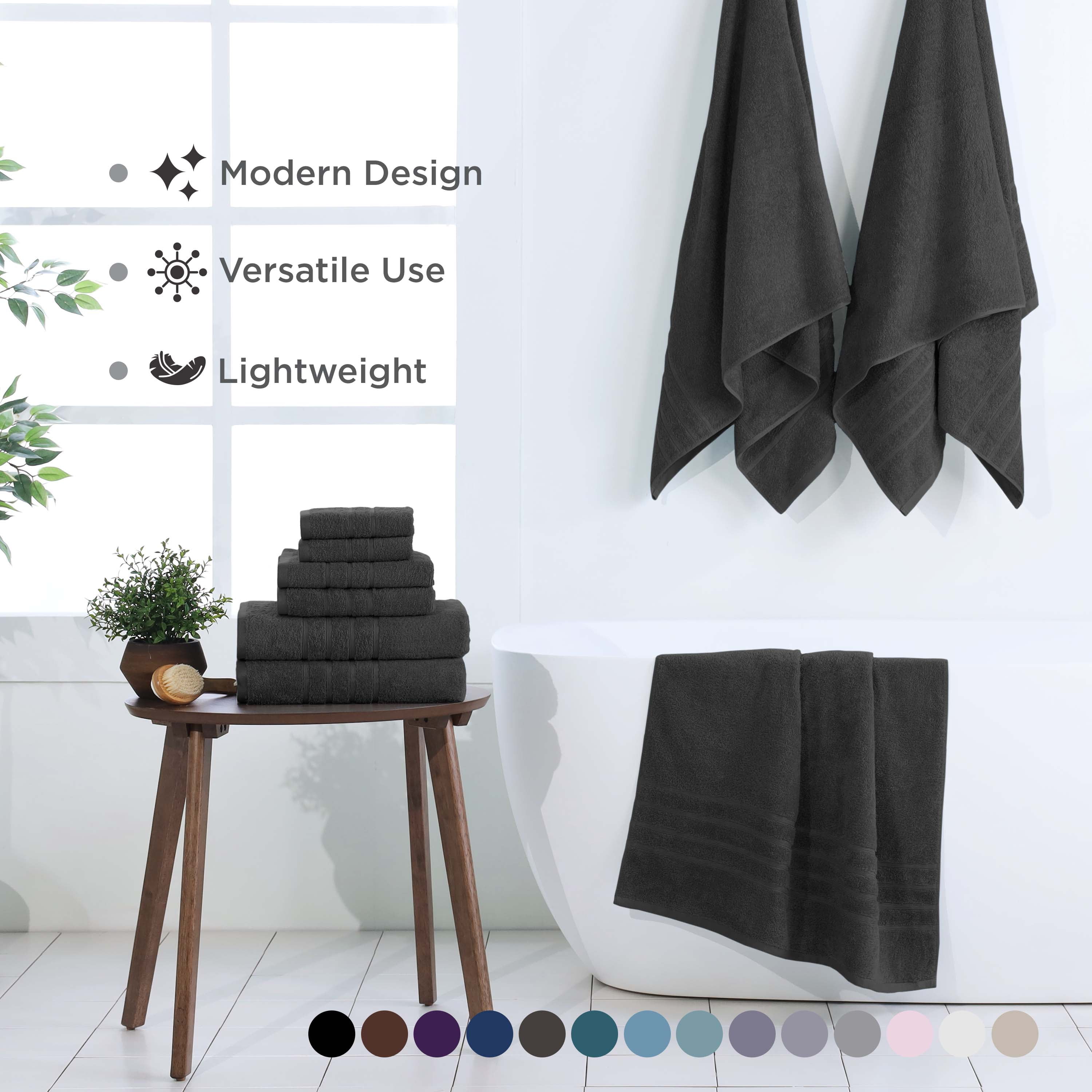 Martex 6-Piece Towel Set | 100% Cotton Soft & Absorbent Bath Towels | Black