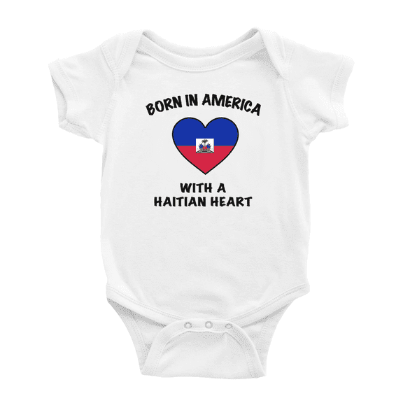 Born In America With A Haitian Heart Cute Baby Clothing Bodysuits For Boy Girl