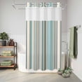 thumbnail image 6 of No Hook Shower Curtain, Light Blue Striped Shower Curtains for Bathroom with See Through Top Window, Farmhouse Thin Line Modern Abstract Art Waterproof & Washable Bath Curtain Stand Up Stall 36"x72", 6 of 9