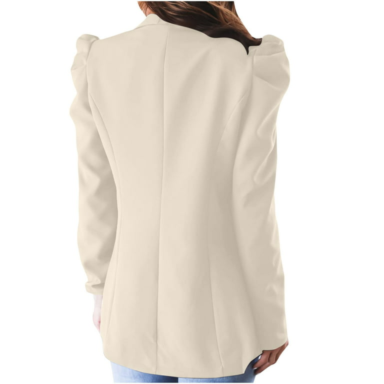 SMihono Clearance Hoodless Lapel Office Coat Cardigans Loose Suit Long  Jacket Tops Womens Loose Solid Color Pockets Long Sleeve Ruffle Shoulder  Female