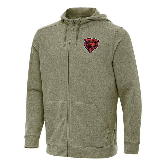 Men's Antigua Olive Chicago Bears Effortless Full-Zip Hoodie