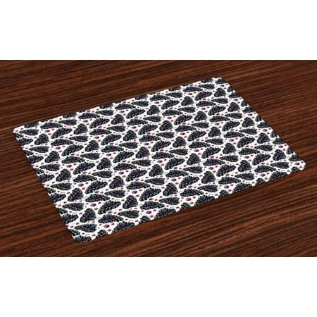 Red Plum Linen Kitchen Placemats Set of 4 Nature Fresh Fruit Vintage Grape Plum Cherries Pattern Artwork Retro Image, Washable Fabric Place Mats for Dining Room Kitchen Table Decor,Dark Purple and Red, by Ambesonne ()