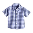 thumbnail image 5 of Boys Button Down Shirts Checked Short Sleeve Collared Shirt With Print Comfortable Classic Boys Daily Wear Casual Tops, 5 of 6