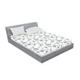 thumbnail image 2 of Ambesonne Flower Fitted Sheet & Pillow Sham Set, Royal Mallows in Spring, Queen, White and Green, 2 of 2