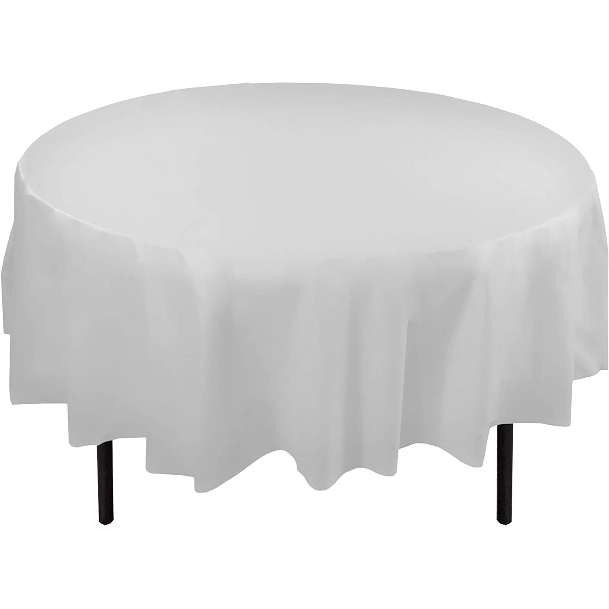 Bulk Premium Plastic Disposable 84 Inch, White Round Tablecloth Bulk