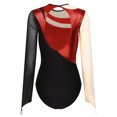 thumbnail image 4 of Kaerm Women Shiny Metallic Gymnastics Leotard Contrast Color Bodysuit for Performance Acrobatics Red XXL, 4 of 7