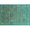 thumbnail image 1 of Ahgly Company Machine Washable Indoor Rectangle Oriental Turquoise Blue Industrial Area Rugs, 5' x 7', 1 of 4