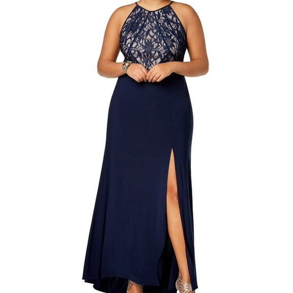 Morgan & Co. Womens Lace Gown Dress, Blue, Plus Size, 20W
