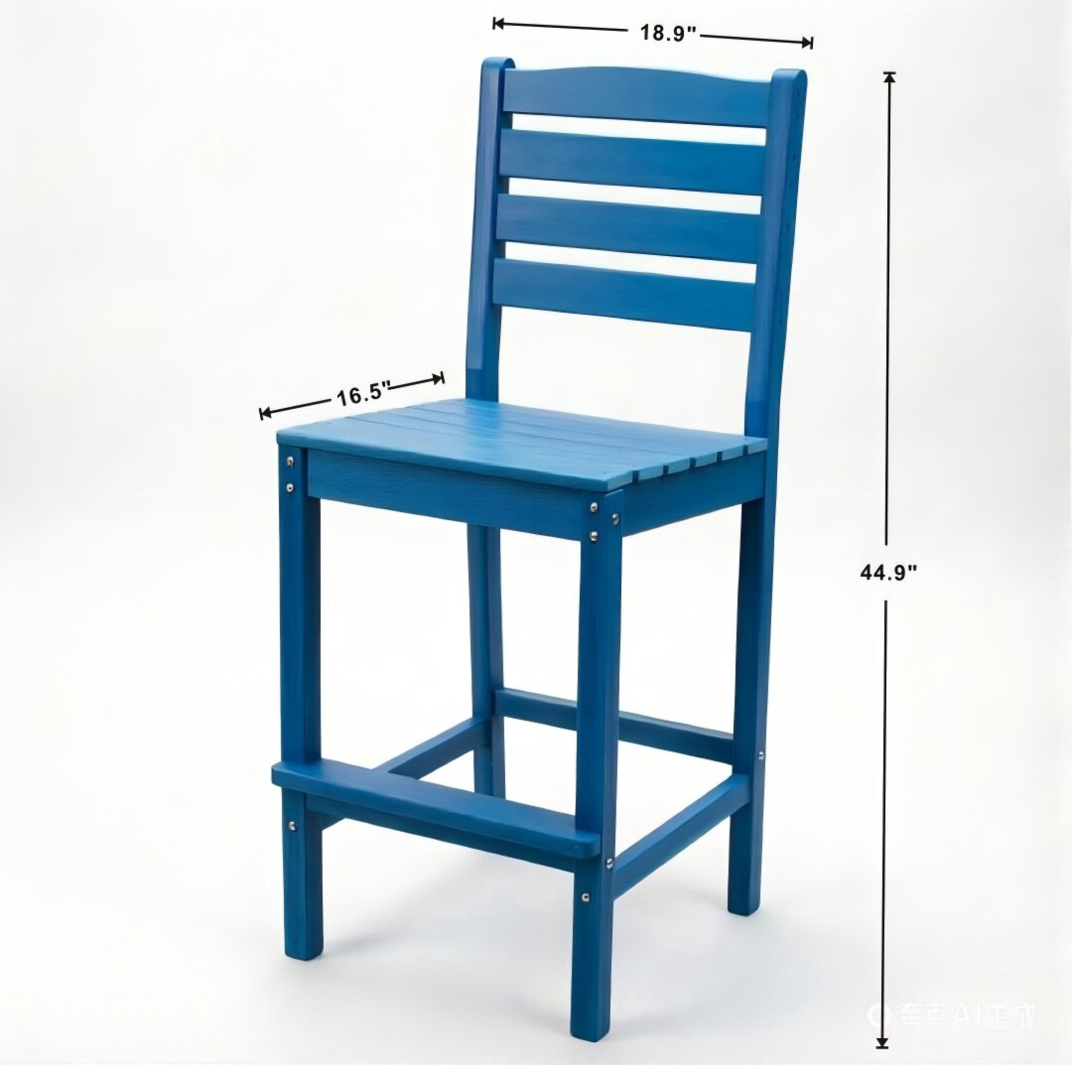 Noble House Balcony Adirondack Bar Height Chair, All-Weather Patio Garden Stool with Backrest, Lake Blue, Set of 2