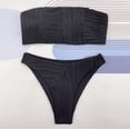thumbnail image 6 of CaComMARK PI Clearance Bikini Sets for Women Strapless Solid Color 2 Pieces Swimsuit Bathing Suit Bandeau Bikini Black 6(M), 6 of 6