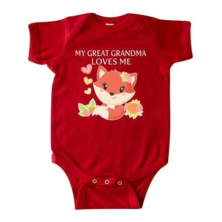 

Inktastic My Great Grandma Loves Me- little fox Gift Baby Boy or Baby Girl Bodysuit