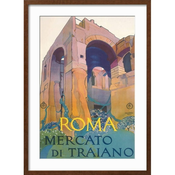 Art.com Travel Poster for Rome Art Print, Brown Frame Wall Art, 21" x 29"