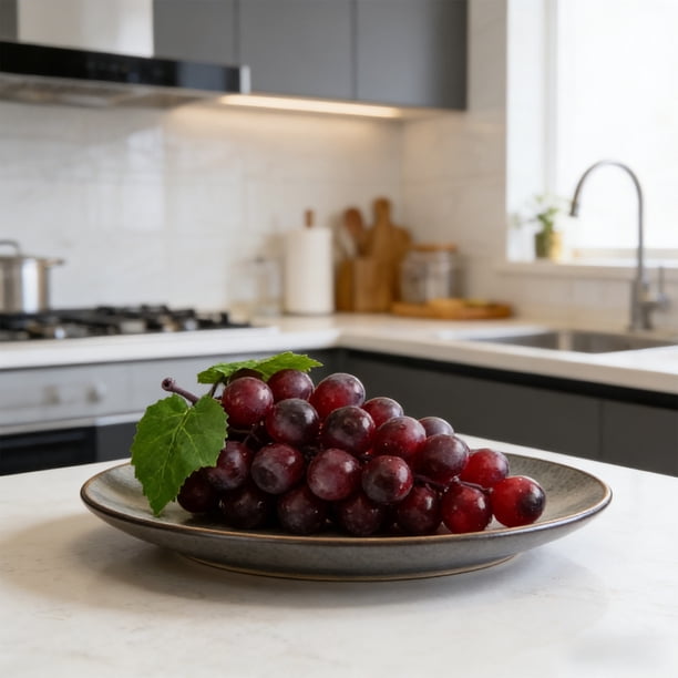 Decoración colgante de racimos de uvas artificiales – racimo de uva de plástico con hojas para decorar la cocina, coronas, fondos de boda, accesorios fotográficos