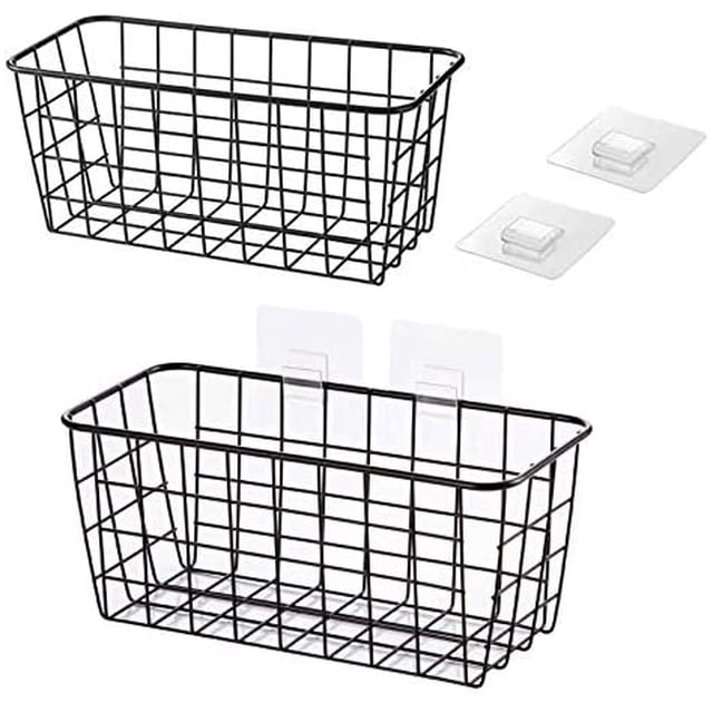 2 Pcs Panier en Fil Métallique Rangement Mural Industriel Vintage