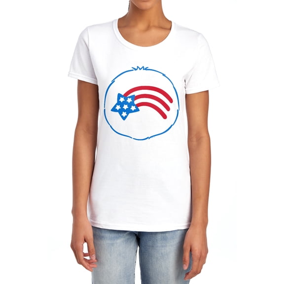 Care Bears America Cares Bear Belly Women's T Shirt, White, Small