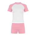 thumbnail image 3 of Bibifish Women Two Piece Sets Color Block Raglan Sleeve Crop Tops High Waist Biker Shorts Casual Workout Loungewear Clothing Sets, 3 of 3