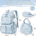 thumbnail image 2 of 3PCS Corduroy Backpack with Lunch Box & Pencil Pouch, Lightweight Laptop Bag Travel Daypack, Blue Floral, 2 of 9