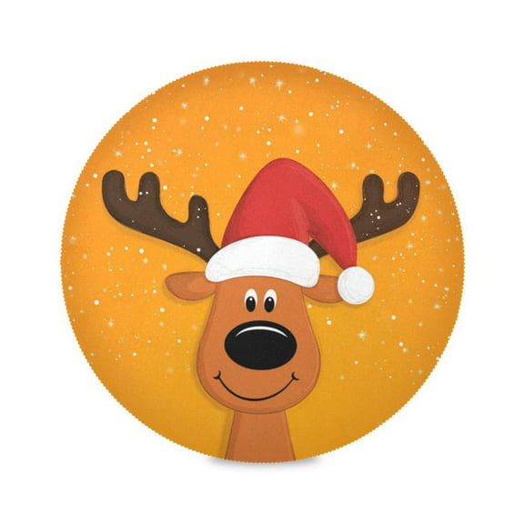 IAUYY Set of 1 Round Placemats for Dining Tables Heat-Resistant and Wear-Resistant DIY Printing Design Table Placemats，Applicable for Christmas Cartoon Headshot