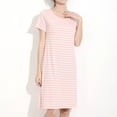 thumbnail image 4 of Tnhcen Robe de Pyjama à Rayures en Modal pour Femme avec Coussinets de Soutien-Gorge Intégrés - Vêtement de Nuit Doux et Confortable Col Ras du Cou Manches Courtes Tissu Extensible Facile d'Entretien Tenue Décontractée à la Maison M-3TG, 4 of 4