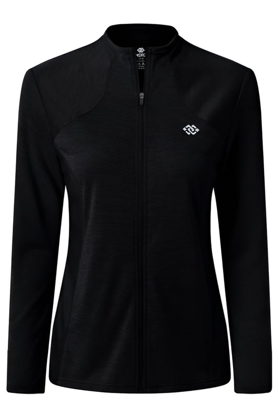 Womens Full Zip Running Jacket UPF 50+ Sun Protection Long Sleeve Sports Shirts Black S-XL