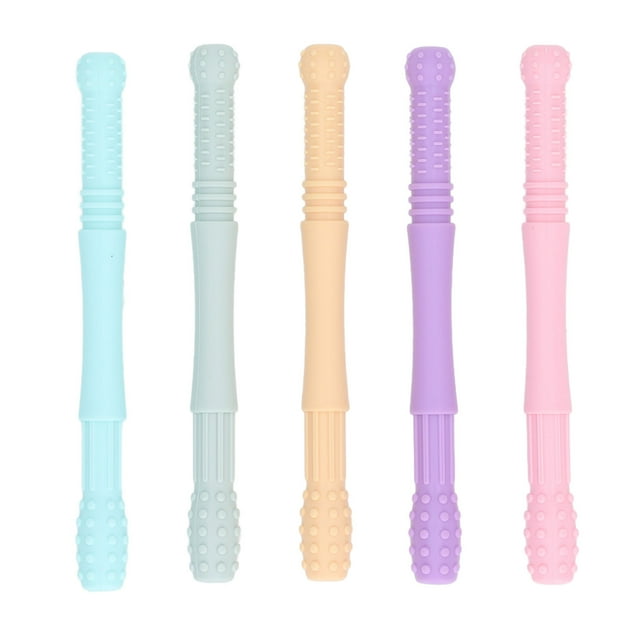 Mordedores de silicona para bebés, 5 uds., palitos para dentición para bebés, palitos para dentición para bebés, mordedor para bebés, características mejoradas