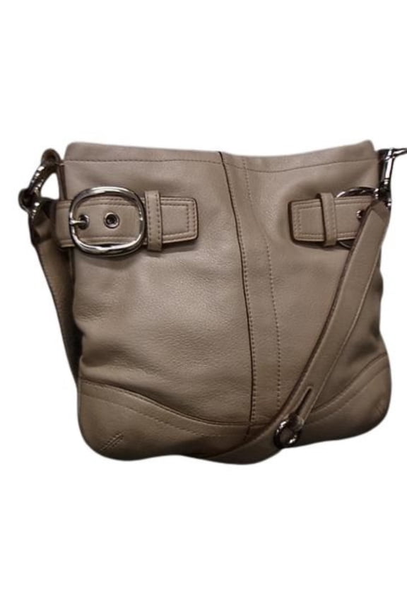 Pre-Owned COACH Duffle Shoulder Bag F16514 Light Beige Leather Women's (Good)