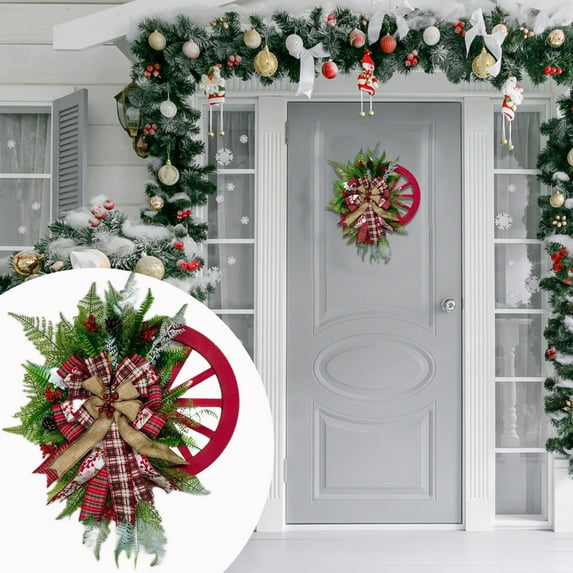 Lingouzi Christmas Door Wreaths Decoration, Christmas Wooden Welcome Wreaths, Gift for Family, Friends, Neighbors or Colleagues