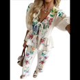 thumbnail image 1 of Conjunto de 2 Piezas para Mujer, Blusa de Corta con Estampado Floral y Pantalones Anchos, Estilo Bohemio para Vacaciones. Multicolor L, 1 of 8