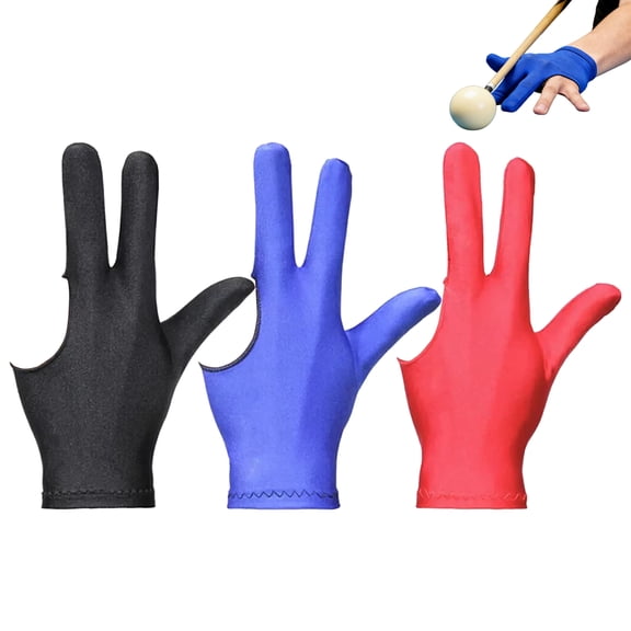 Billiards Glove Three Finger Pool Glove, Universal Cue Sports Gloves Breathable Elastic Billiard Glove for Women or Men, Left and Right Hand Available