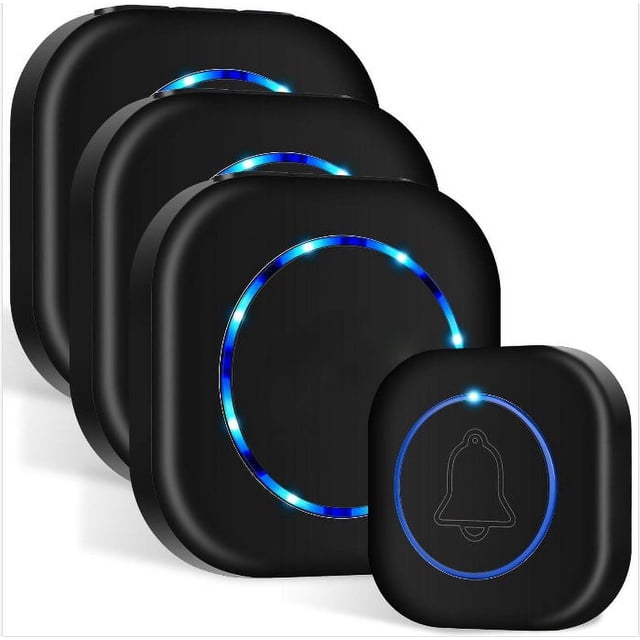 Sonnette Sans Fil pour la Maison, Installation Facile & Étanche, Multiples Carillons & Volume Réglable, Longue Portée & Flash LED, Distinction Portes & Système Extensible, 45 Mélodies, 4 Niveaux