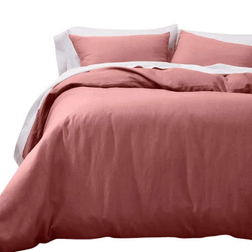 Full Queen Linen Duvet & Sham Set Rose Casaluna