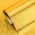 thumbnail image 1 of Nvzi Papel pintado autoadhesivo en relieve para cocina, grueso, resistente a la humedad y al agua, papel de aluminio resistente a altas temperaturas y al aceite (dorado, 0,4 m * 1 m), 1 of 5