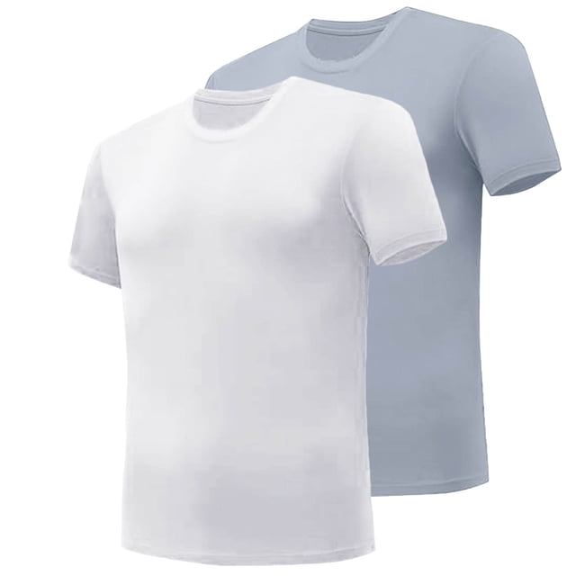 pstuiky Camisas casuales de manga corta para hombre, Camiseta deportiva de dos piezas con cuello redondo y manga corta para hombre, color liso camisetas de hombre s