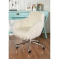 thumbnail image 2 of Linon Fiona Faux Fur Upholstered Office Chair Silver Base Wheels in Off White, 2 of 8