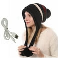 thumbnail image 3 of DPTALR Women's USB Heating Stripe Splicing Hat Autumn Winter Plush Scarf, 3 of 6