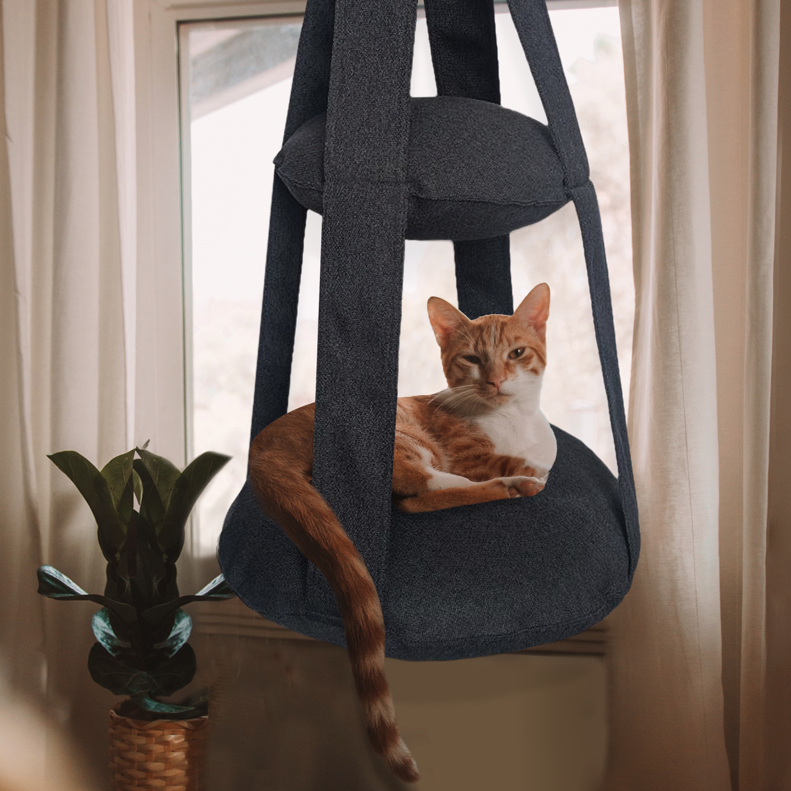 WOWMAX Cat Hammock Hanging Cat Bed Cat Swing Bed Macrame Cat Hammock Hanging Pet Hammock Bed for