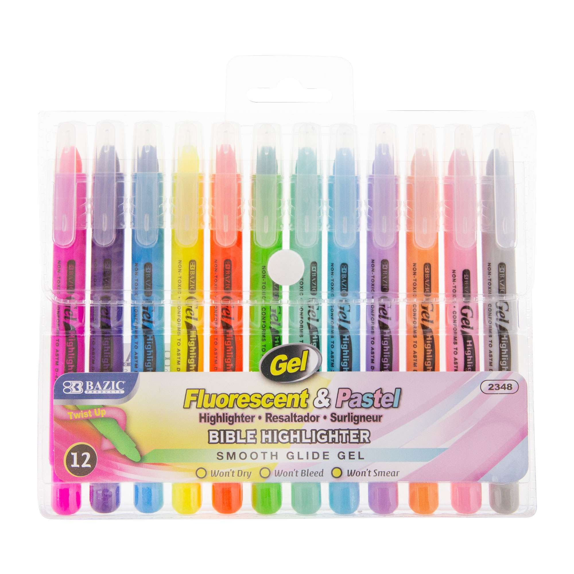 BAZIC Highlighter Gel Pen Bible Highlighter, No Bleed Highlighting