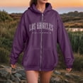 thumbnail image 2 of Quealent Women's Lightweight Cotton Blend Long Sleeve Zip Up Thin Hoodie Jacket Purple for Size 4XL, 2 of 8