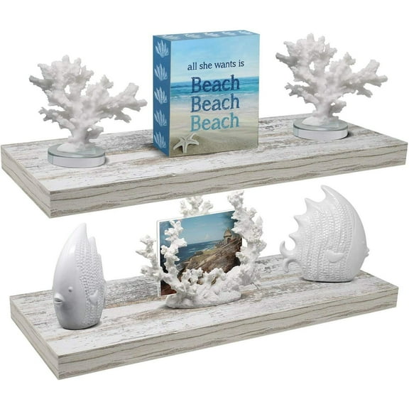 UPPYL Floating Shelves for Wall, Bathroom Shelves Wall Mounted for Kitchen, Bedroom, Bathroom Storage Over Toilet, Hanging Book Shelf for Wall Home Decor Living Room,Whitewash Wood