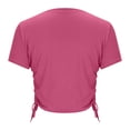 thumbnail image 6 of Women's Round Neck Short Sleeve Crop Tops Summer Trendy Drawstring Side Slim Fit Stretchy Y2K Cropped T Shirts, 6 of 6