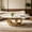 Gold+White-C-C, variant on Shaiaield 49.2" Golden Faux Marble Oval Coffee Table with S-shaped Base and Faux Marble Top,Stainless Steel Base,Unique Base Design,Oval Shaped