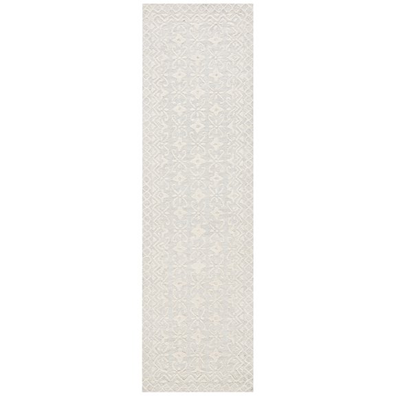 SAFAVIEH Blossom Azura Geometric Wool Runner Rug, Grey/Ivory, 2'3" x 6'